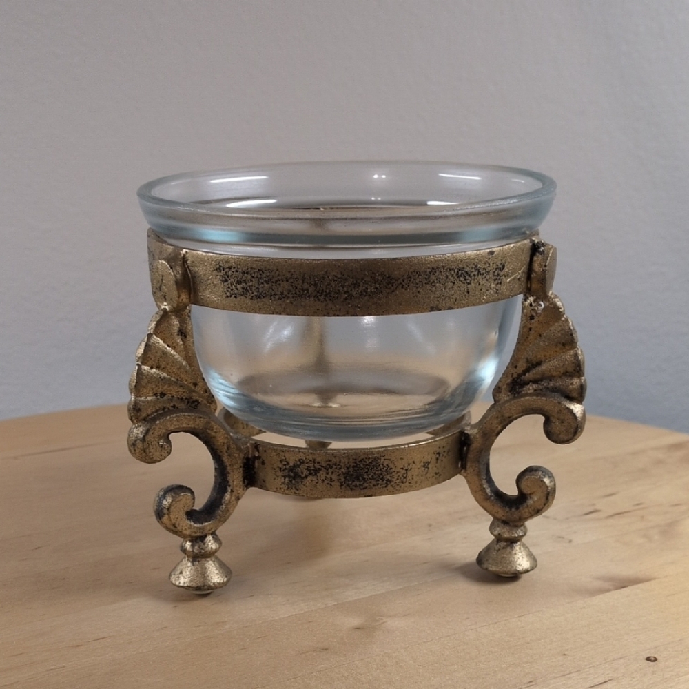 Gold Tone Accent Piece Use As A Candle Holder, Vase Or Candle Holder